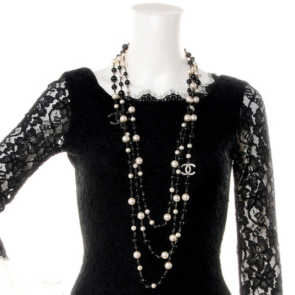 Chanel Ruthenium Camellia Pearl CC Necklace Black 2 of 6