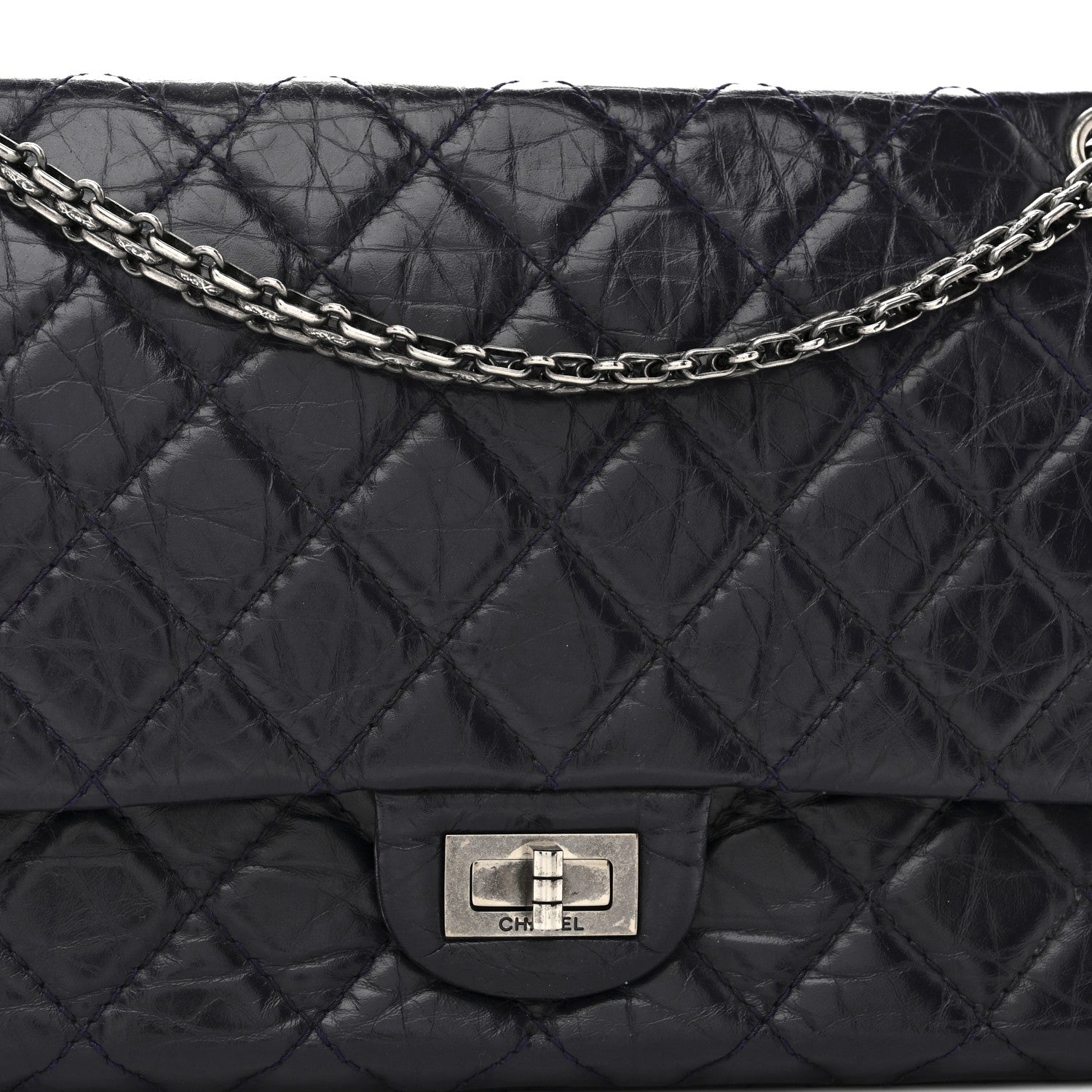 Chanel Aged Calfskin Quilted 2.55 Reissue 226 Flap Dark Purple 8 of 10