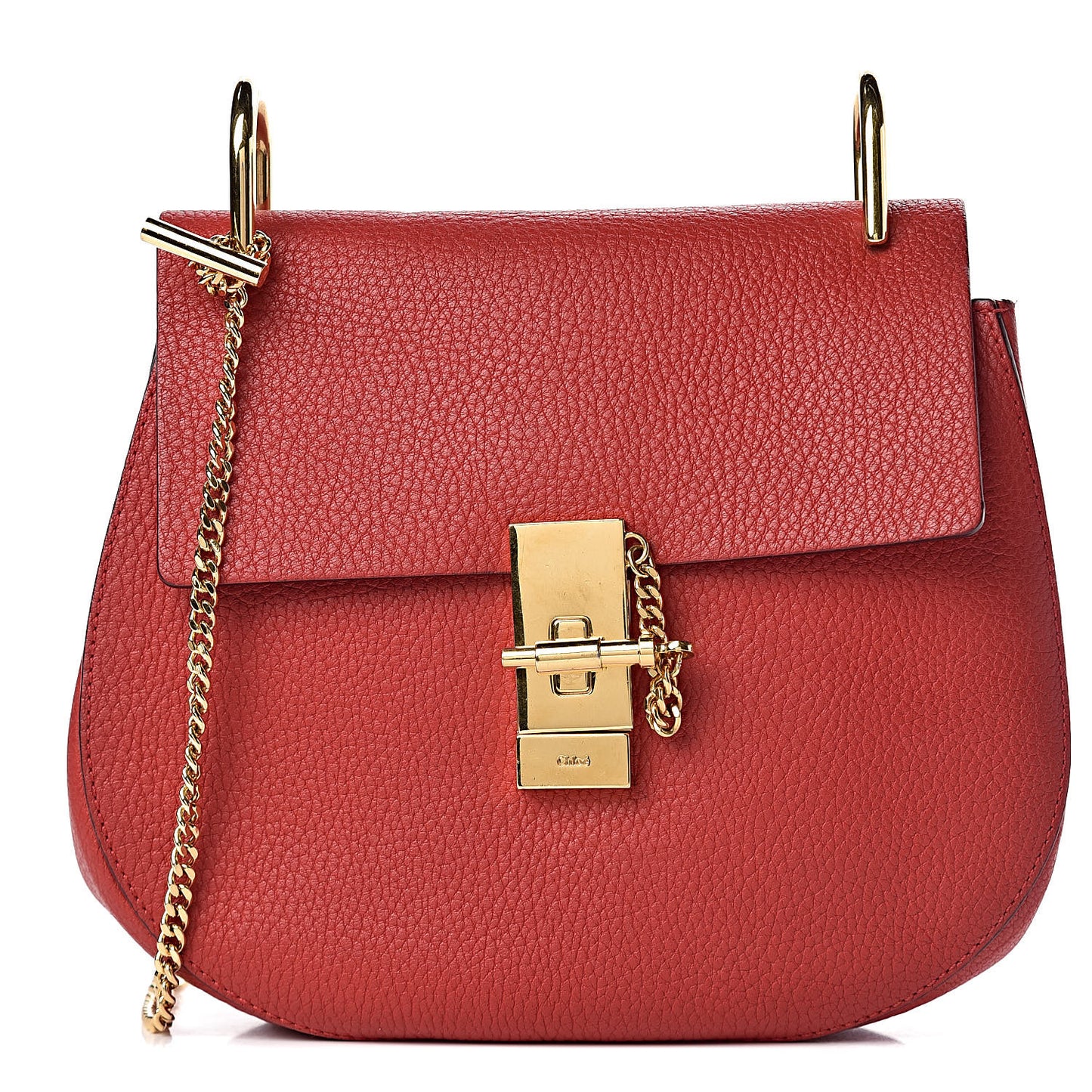 Grained Lambskin Drew Shoulder Bag Plaid Red