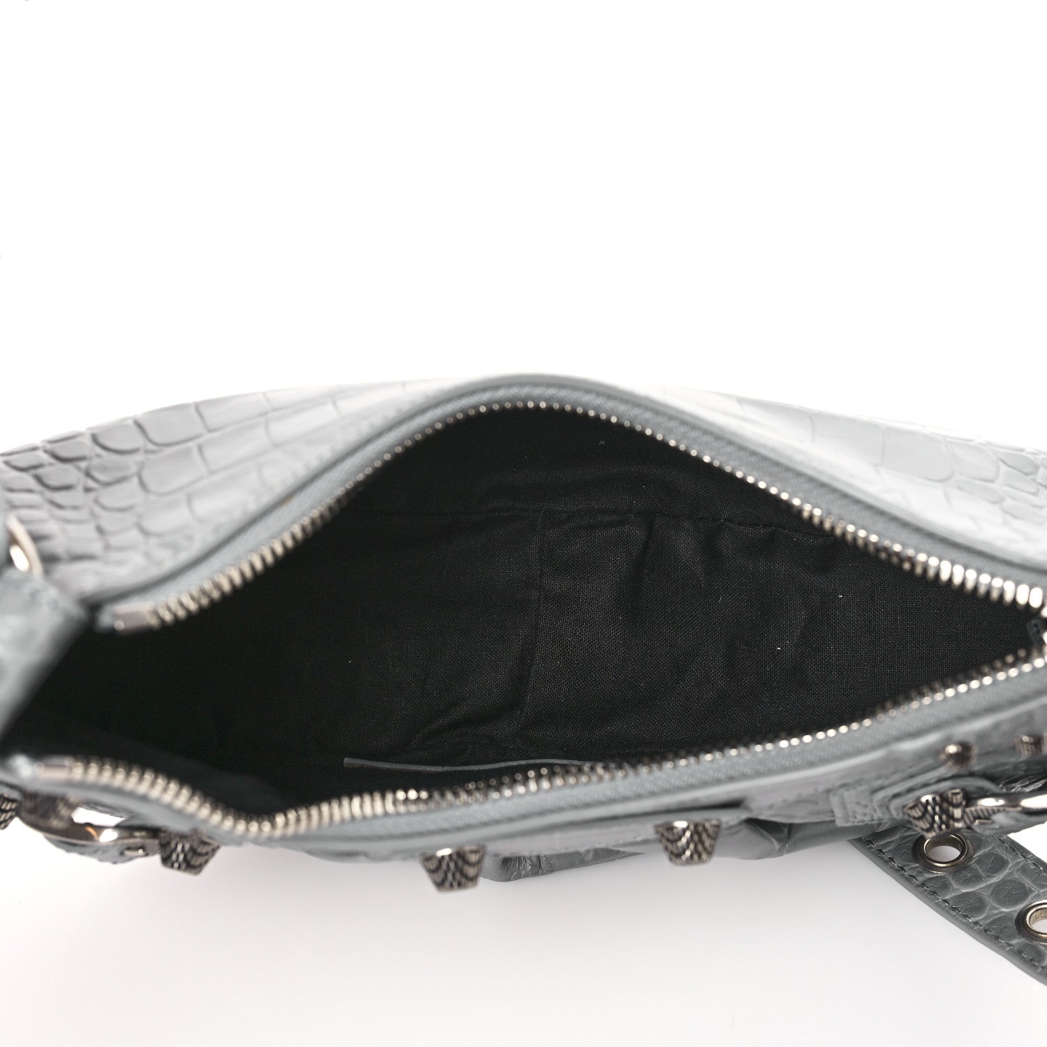 Balenciaga Extra Supple Calfskin Crocodile Embossed XS Le Cagole Shoulder Bag Balenciaga Grey 5 of 9