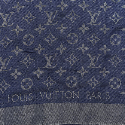 Louis Vuitton Wool Silk Monogram Shawl Blue Nuit 3 of 5