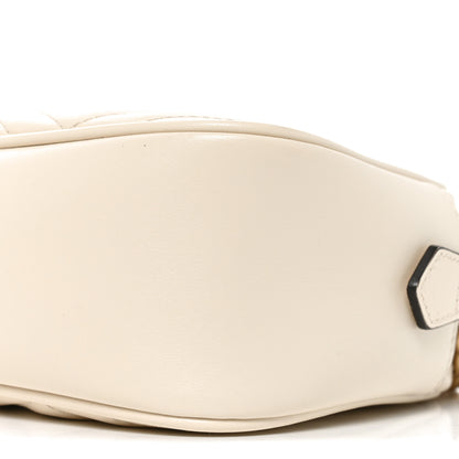 Gucci Calfskin Matelasse Small GG Marmont Chain Shoulder Bag White 9 of 10