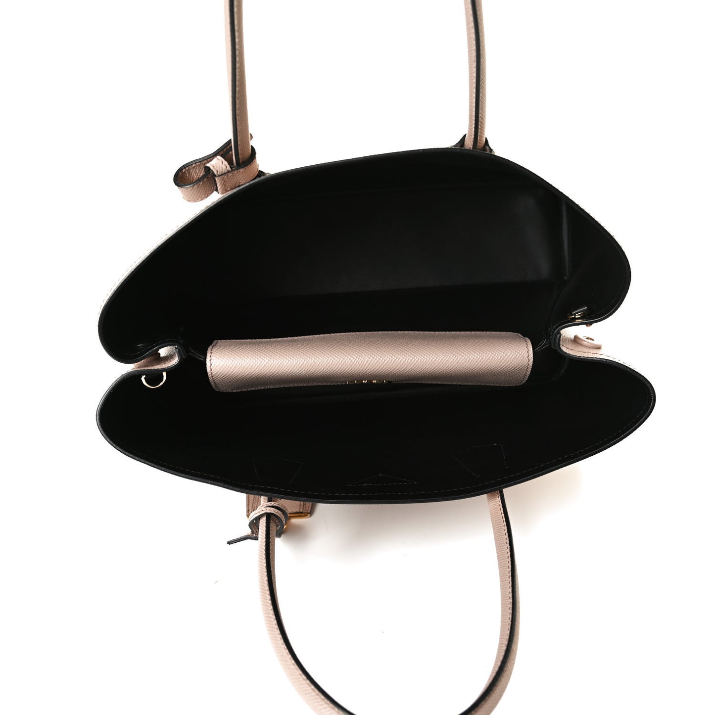 Saffiano Cuir Medium Double Bag Cipria Black