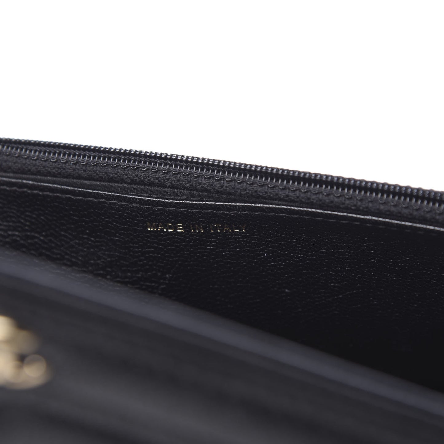 Goatskin Chevron Quilted Statement Wallet On Chain WOC Black