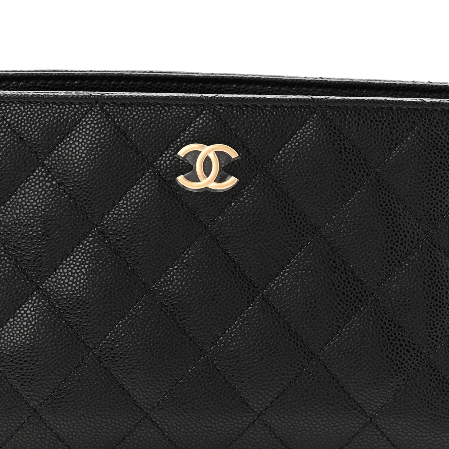 Caviar Quilted Chain Cosmetic Case Black