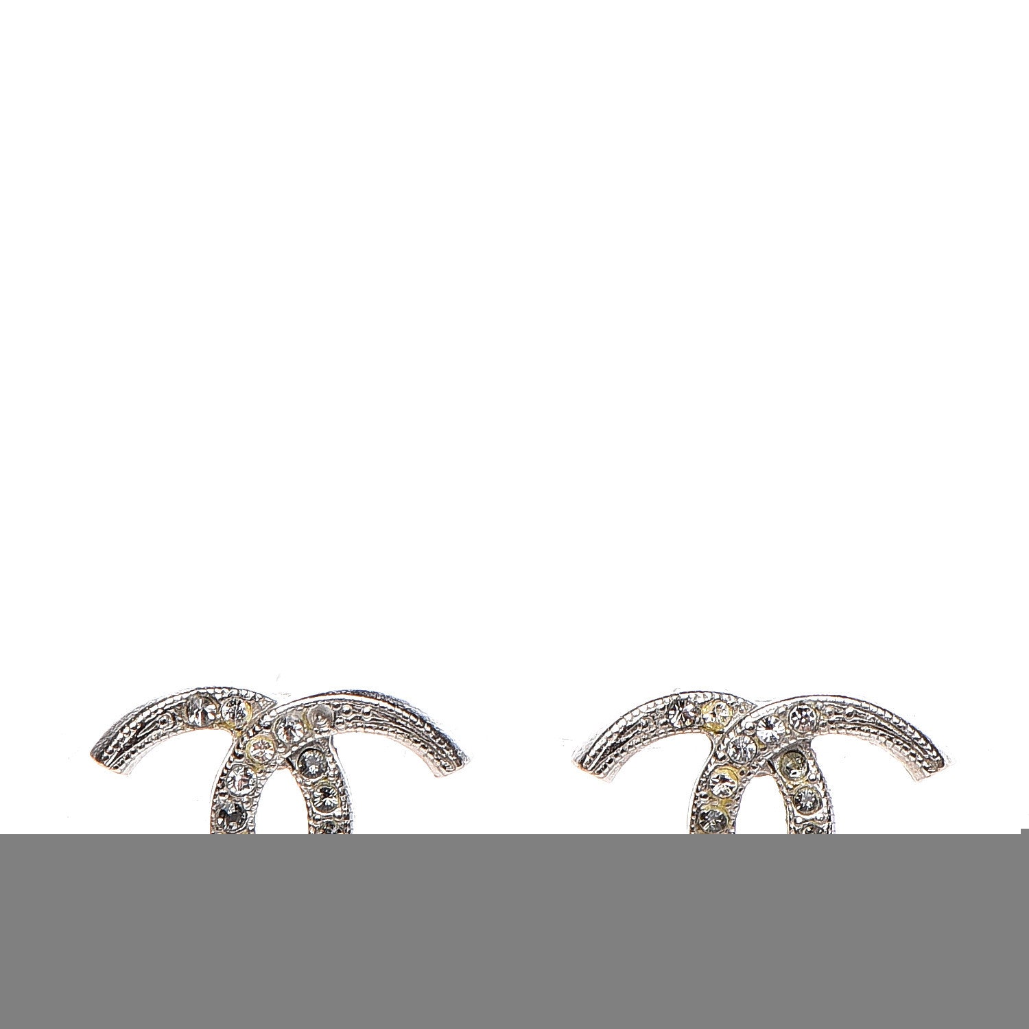 Chanel Crystal CC Moon Earrings Silver 1 of 4