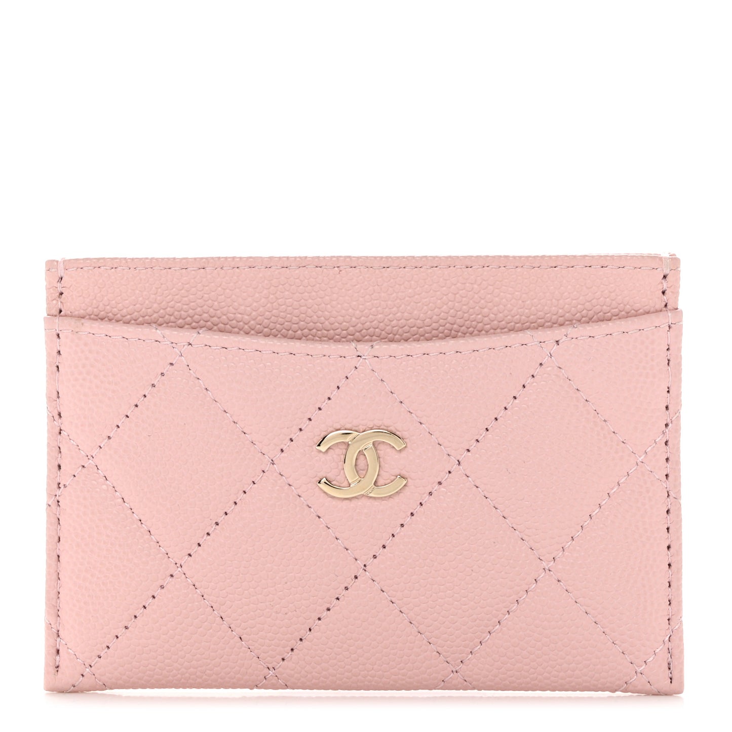 Caviar Quilted Card Holder Light Pink