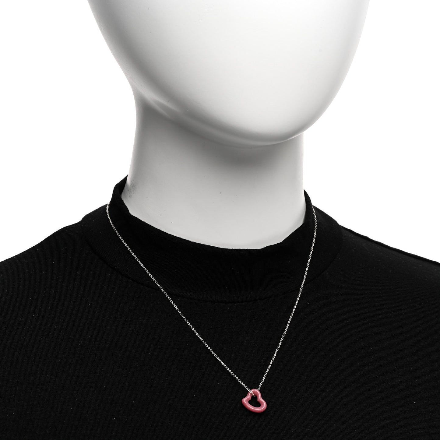 Sterling Silver Rhodonite Elsa Peretti Open Heart Pendant Necklace