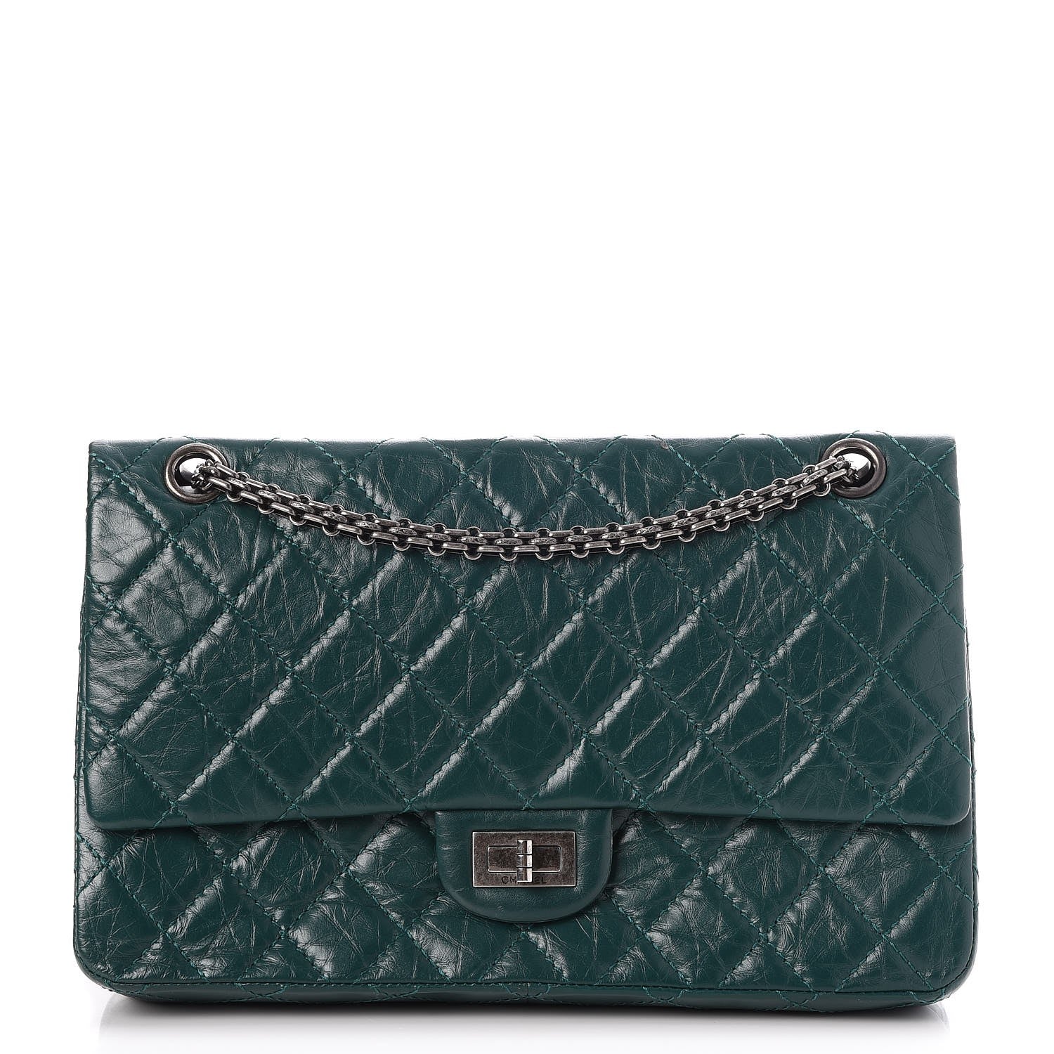 Chanel Aged Calfskin 2.55 Reissue 226 Flap Dark Green 1 of 8
