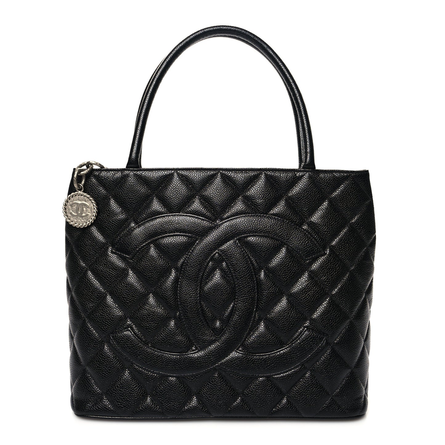 Caviar Quilted Medallion Tote Black