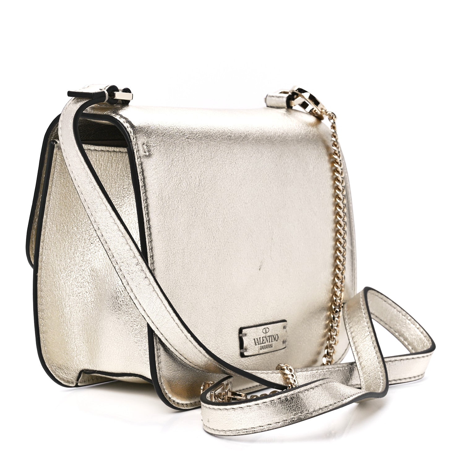 Valentino Garavani Metallic Calfskin Small VSling Shoulder Bag Silver 3 of 12