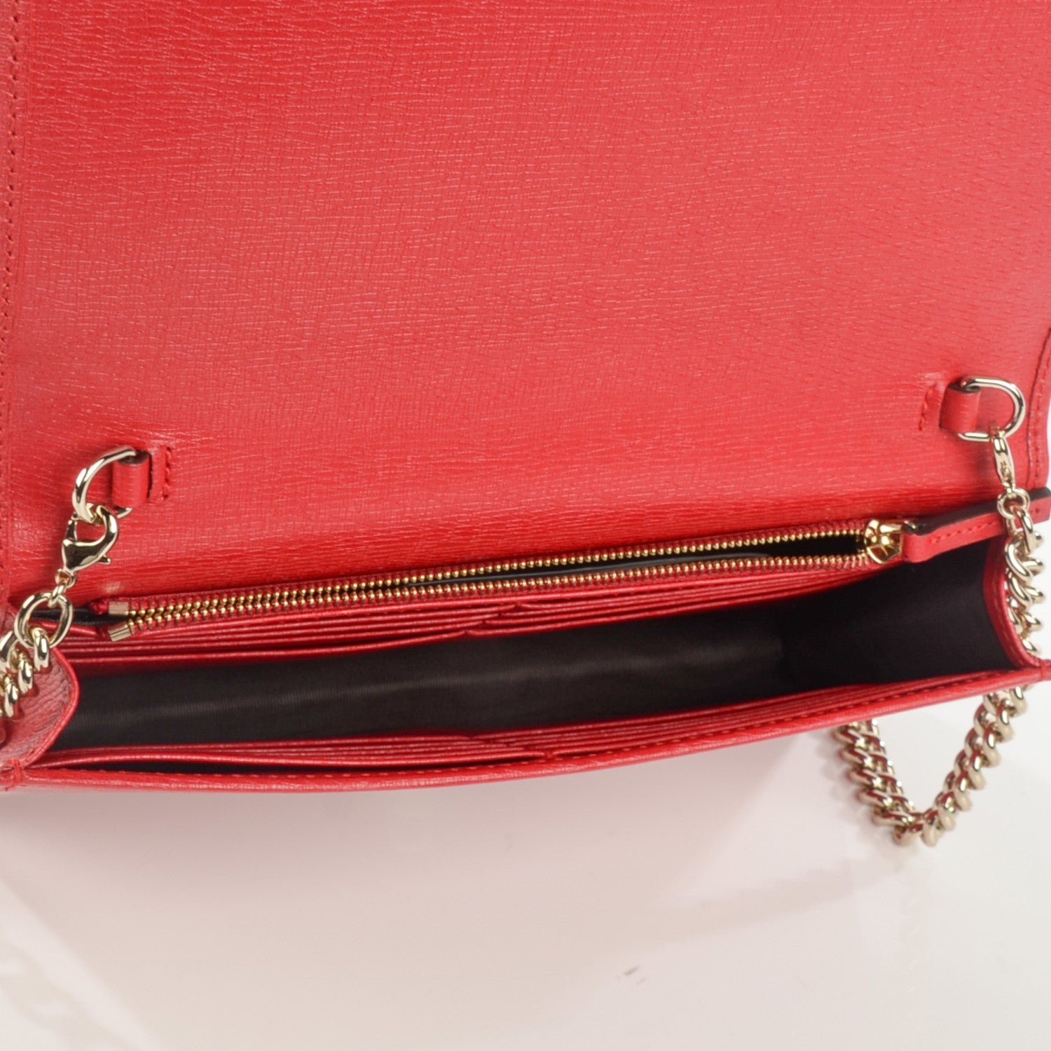 Gucci Textured Calfskin Medium Betty Chain Wallet Tabasco Red 5 of 7
