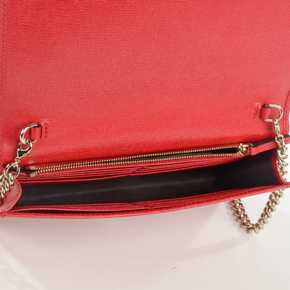 Gucci Textured Calfskin Medium Betty Chain Wallet Tabasco Red 5 of 7
