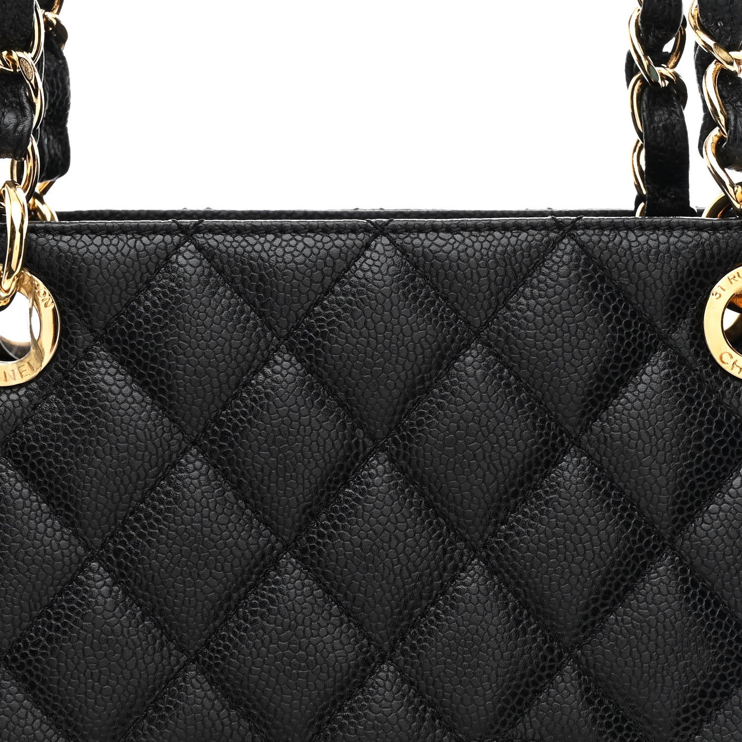 Caviar Quilted Petit Shopping Tote PST Black