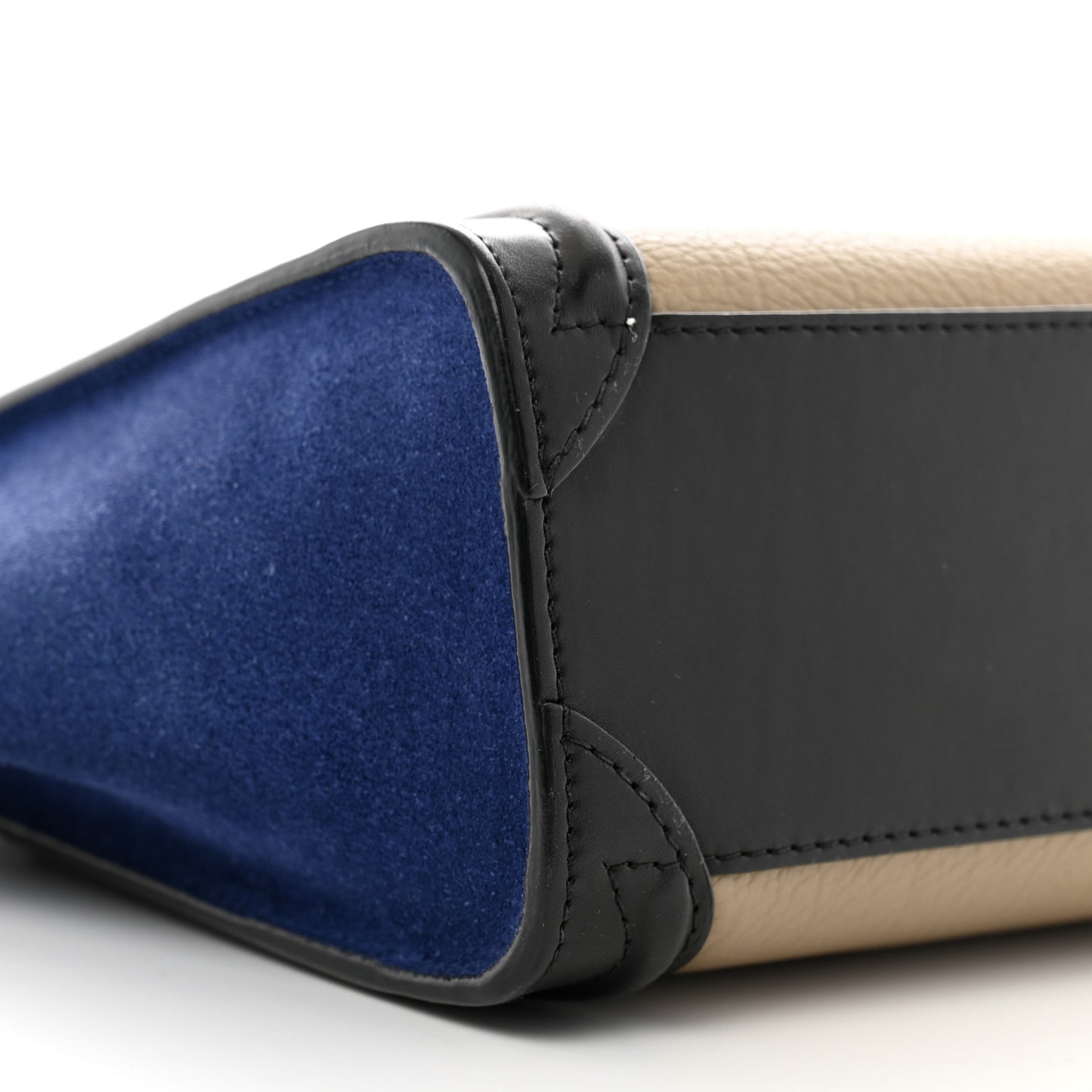 Elephant Calfskin Suede Tri-color Nano Luggage Sand
