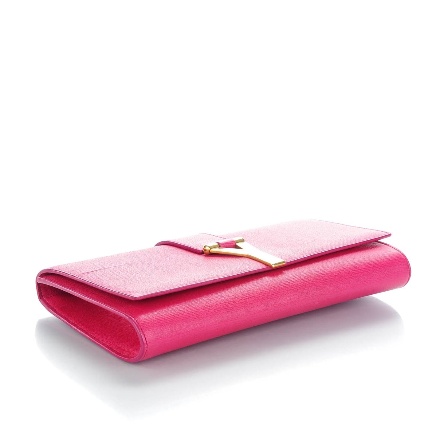 Textured Calfskin Classic Y Ligne Clutch Fuchsia
