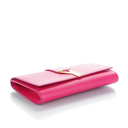 Saint Laurent Textured Calfskin Classic Y Ligne Clutch Fuchsia 4 of 7