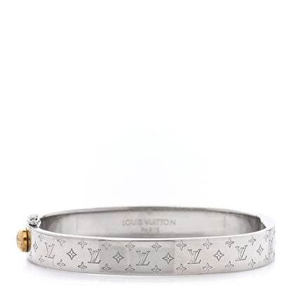 Louis Vuitton Brass Palladium Plated Nanogram Cuff M Silver 1 of 7