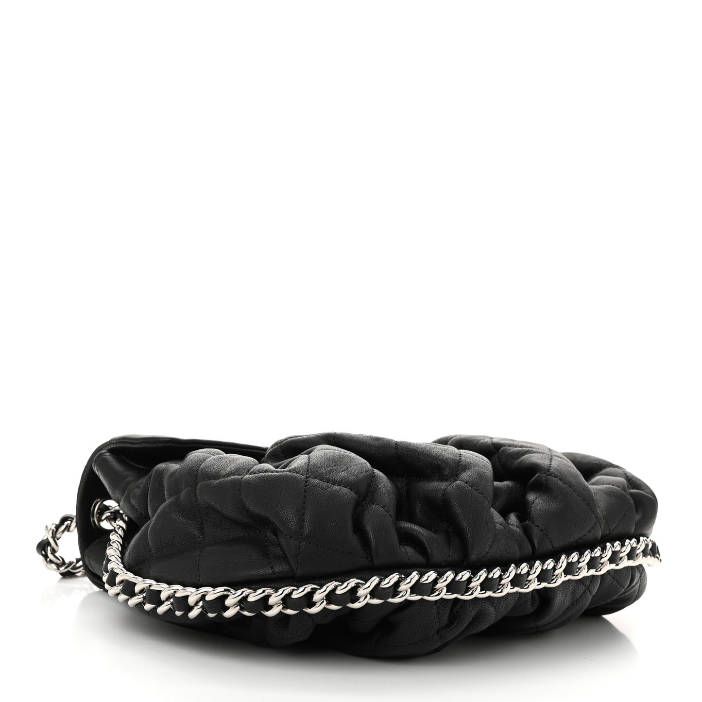 Washed Lambskin Quilted Mini Chain Around Messenger Black