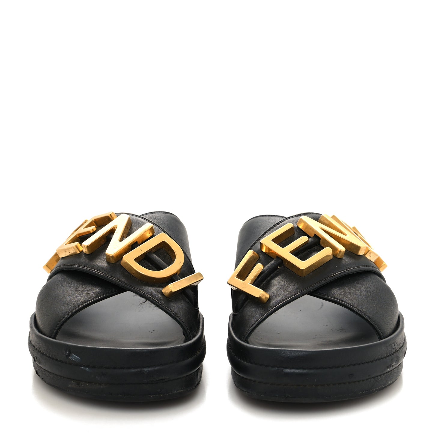 Vitello Womens Fendigraphy Slide Sandals 38.5 Black