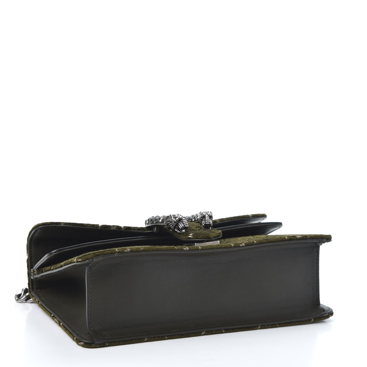 Velvet Moon Calfskin Crystal GG Monogram Small Dionysus Shoulder Bag Dark Olive Rose Gold