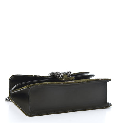 Gucci Velvet Moon Calfskin Crystal GG Monogram Small Dionysus Shoulder Bag Dark Olive Rose Gold 3 of 8