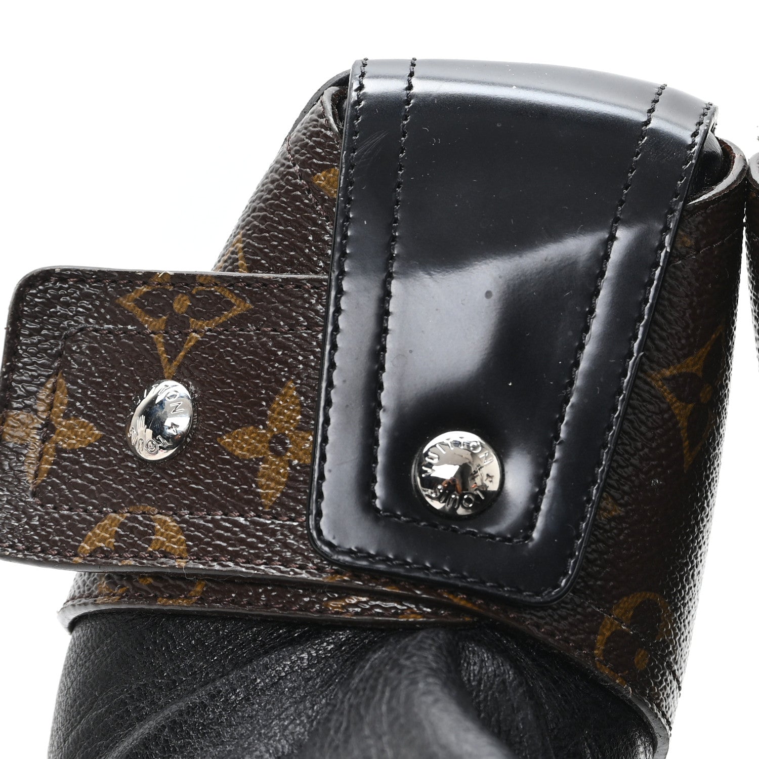 Louis Vuitton Calfskin Monogram Patti Wedge Half Boots 39 Black 10 of 10