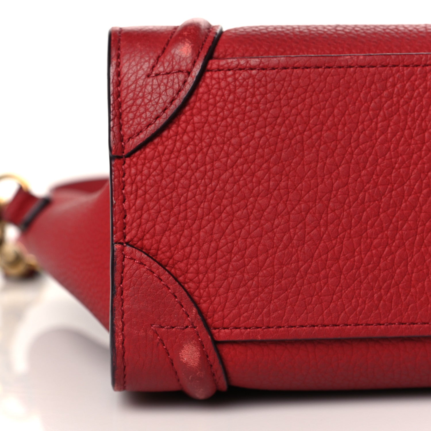 Celine Drummed Calfskin Nano Luggage Red 14 of 14