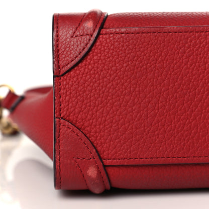 Celine Drummed Calfskin Nano Luggage Red 14 of 14