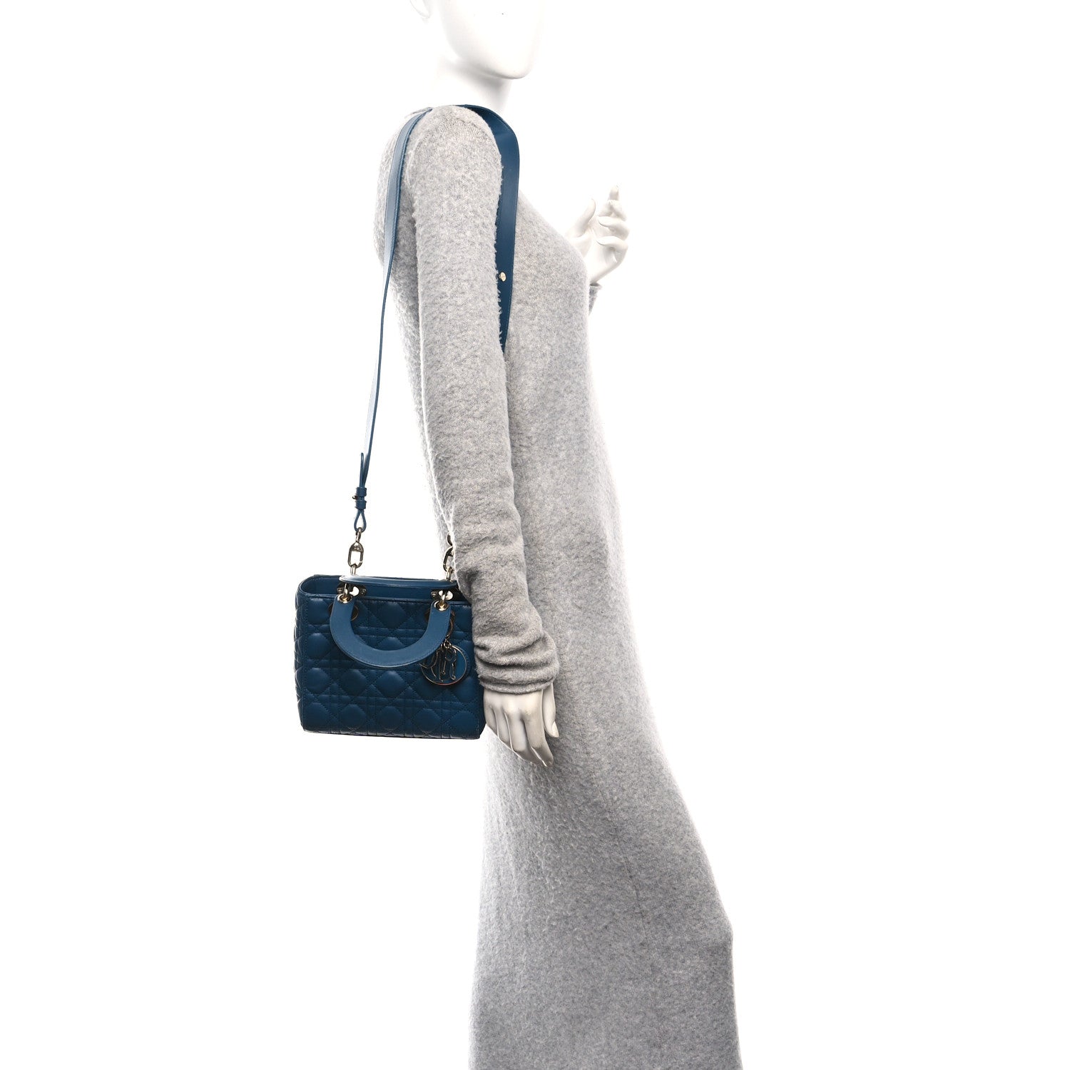 Christian Dior Lambskin Cannage Small My ABCDior Lady Dior Deep Ocean 2 of 10