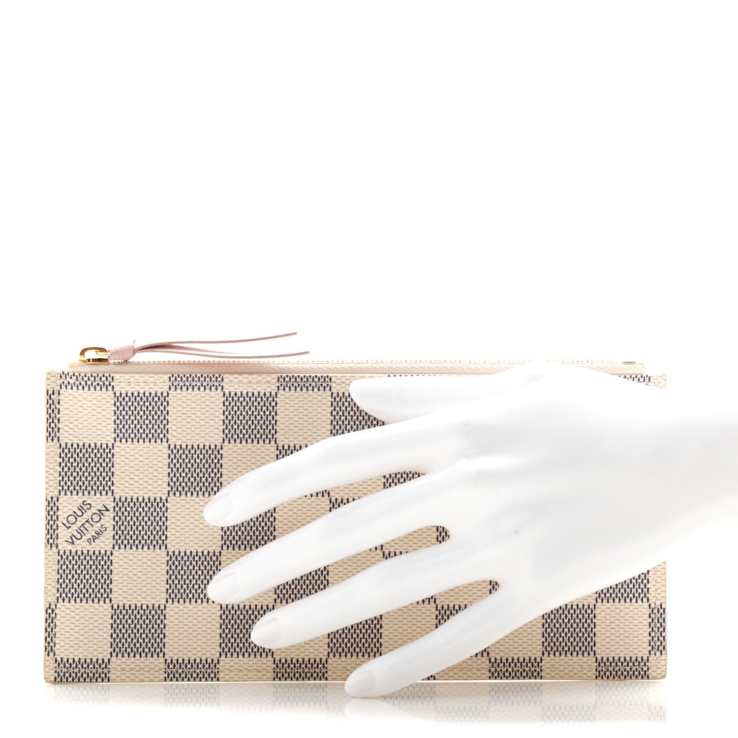 Louis Vuitton Damier Azur Felicie Chain Wallet Zippered Insert Rose Ballerine 2 of 7