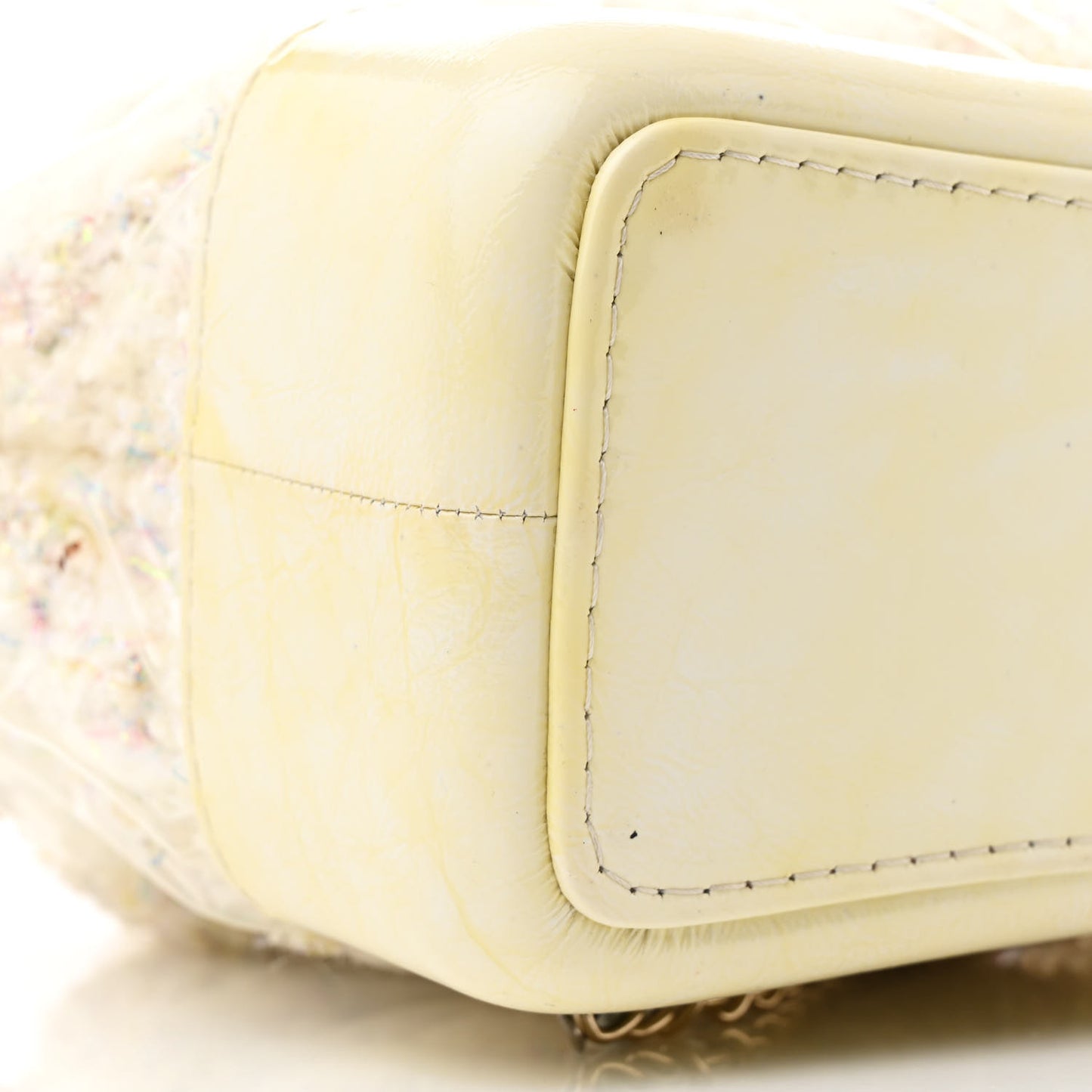 Tweed PVC Quilted Small Gabrielle Backpack White