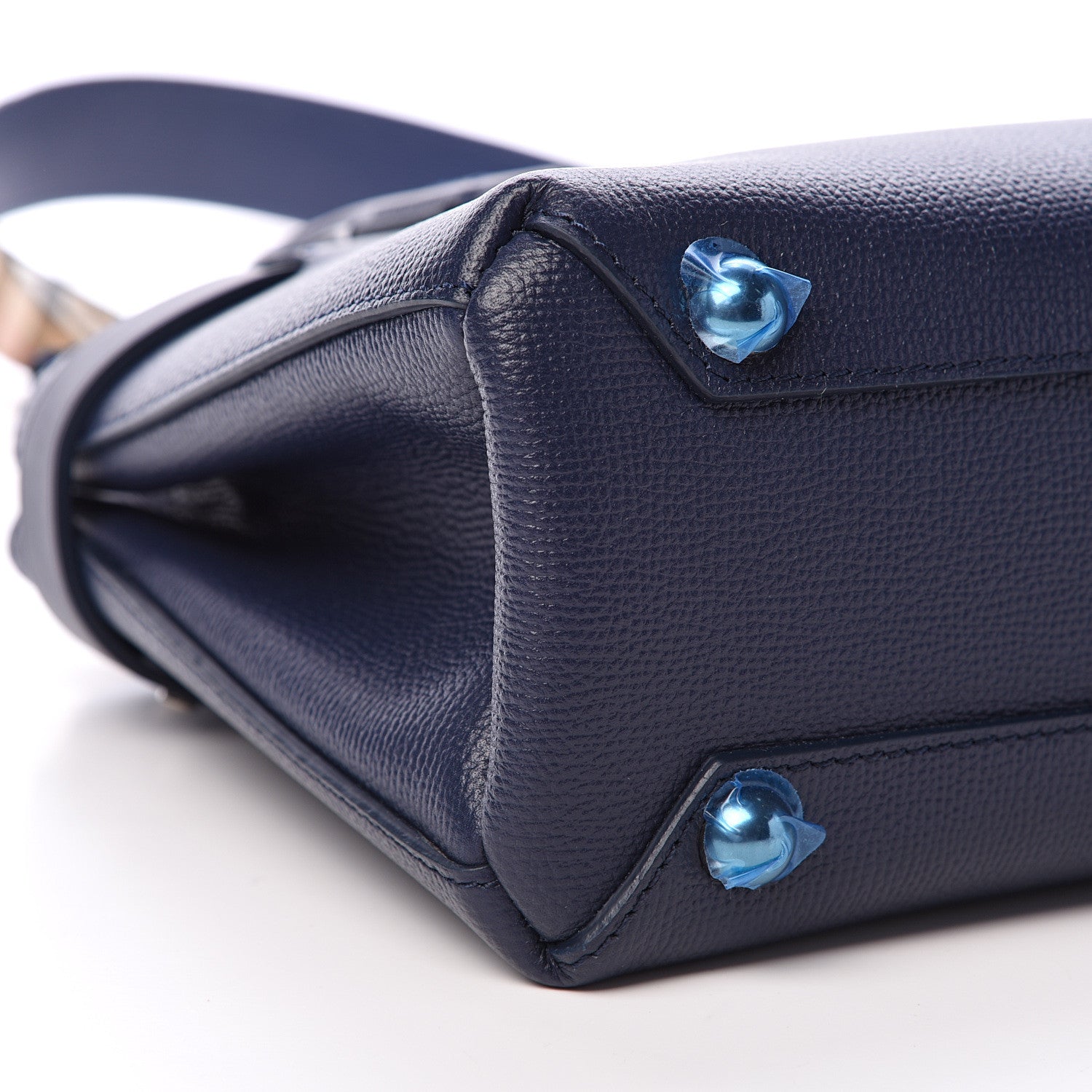 Burberry Grainy Calfskin House Check Small Banner Tote Regency Blue 9 of 10