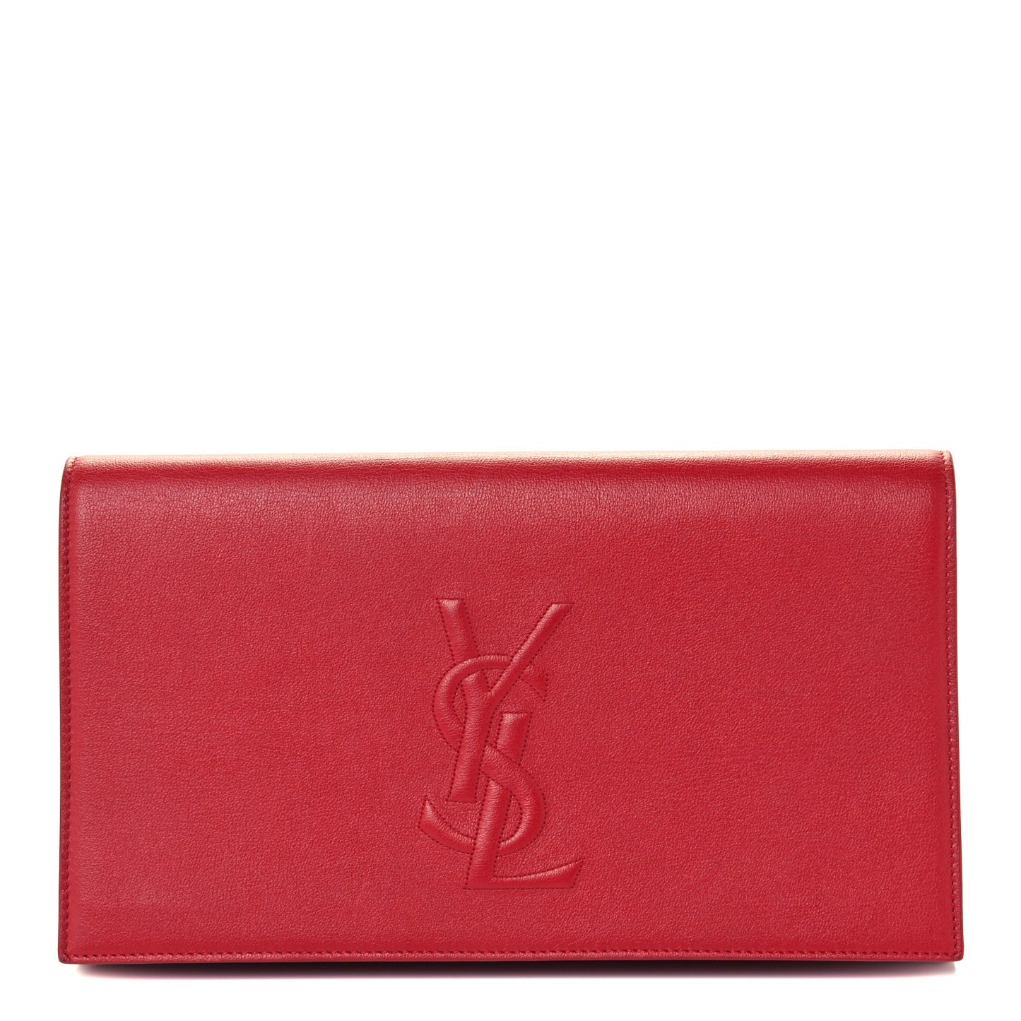 Calfskin Monogram Large Belle De Jour Clutch Lipstick Red