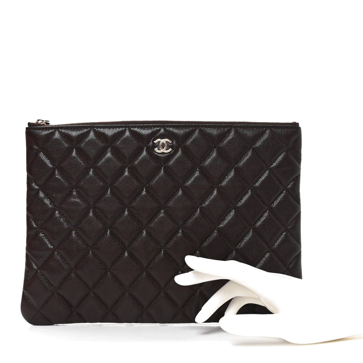 Chanel Caviar Quilted Medium Cosmetic Case Brown 2 of 11