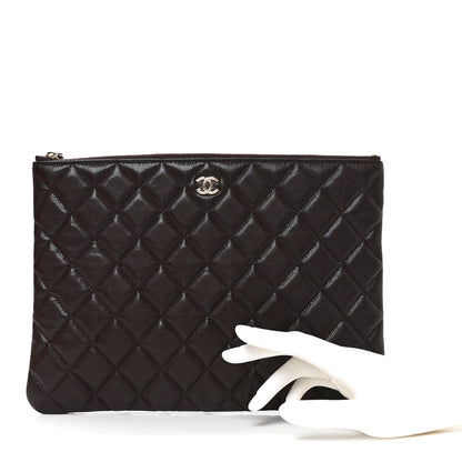 Chanel Caviar Quilted Medium Cosmetic Case Brown 2 of 11