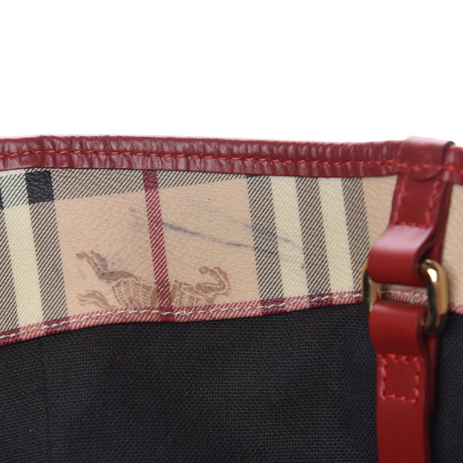 Burberry Haymarket Check Small Canterbury Tote Coral Red 10 of 12