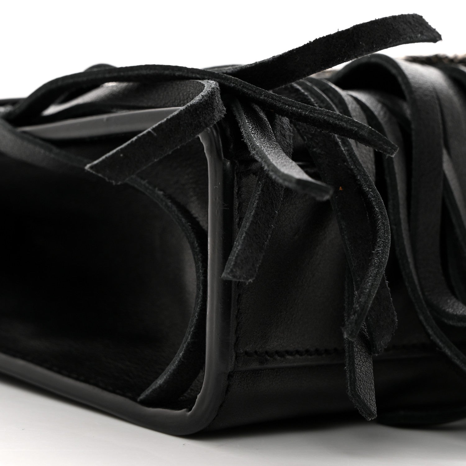 Saint Laurent Calfskin Fringe Baby Snake Monogram Satchel Black 9 of 10