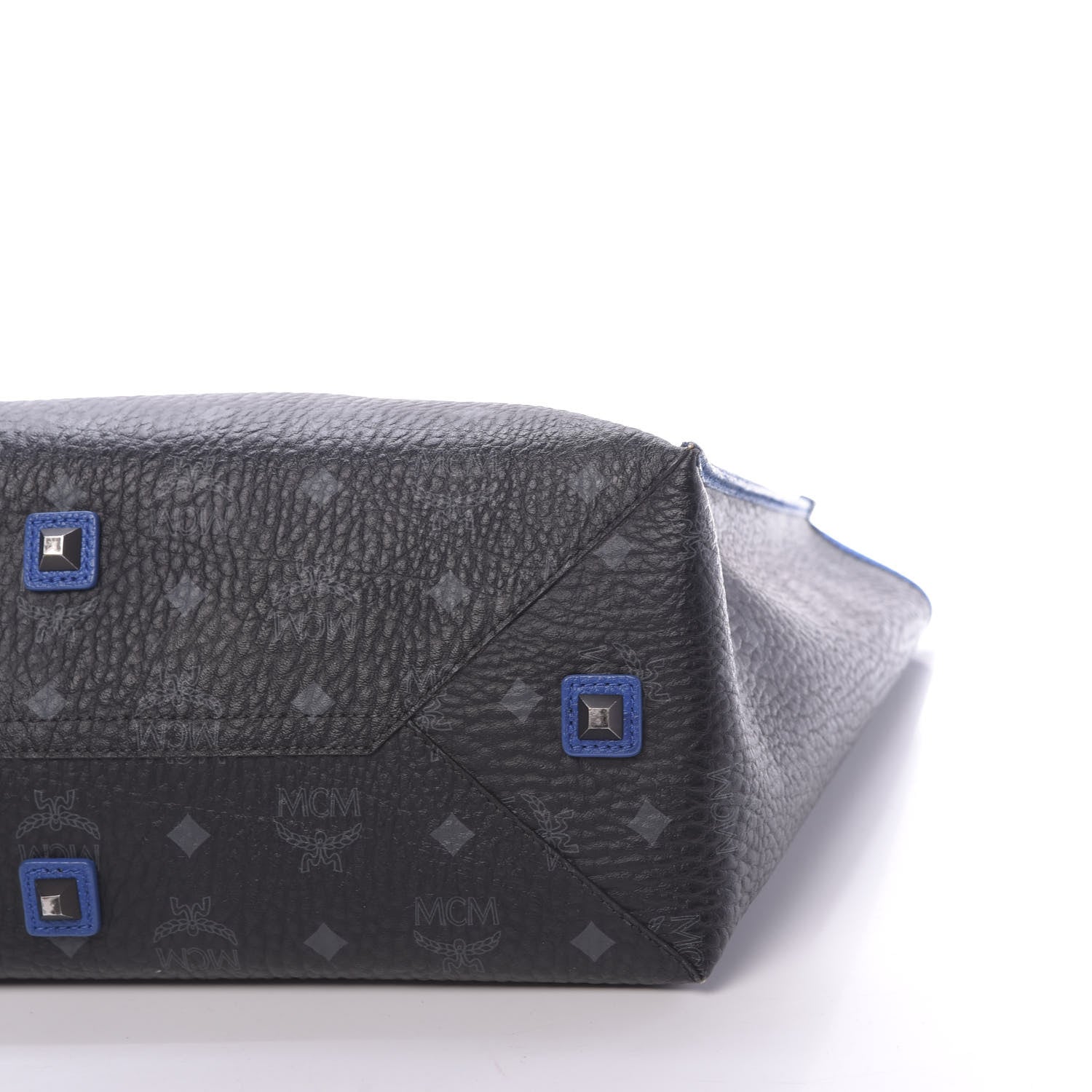 MCM Metallic Visetos Medium Kira Shopper Tote Black Blue 13 of 17