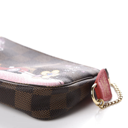 Louis Vuitton Damier Ebene 2019 Christmas Animation Mini Pochette Accessories Red 7 of 9