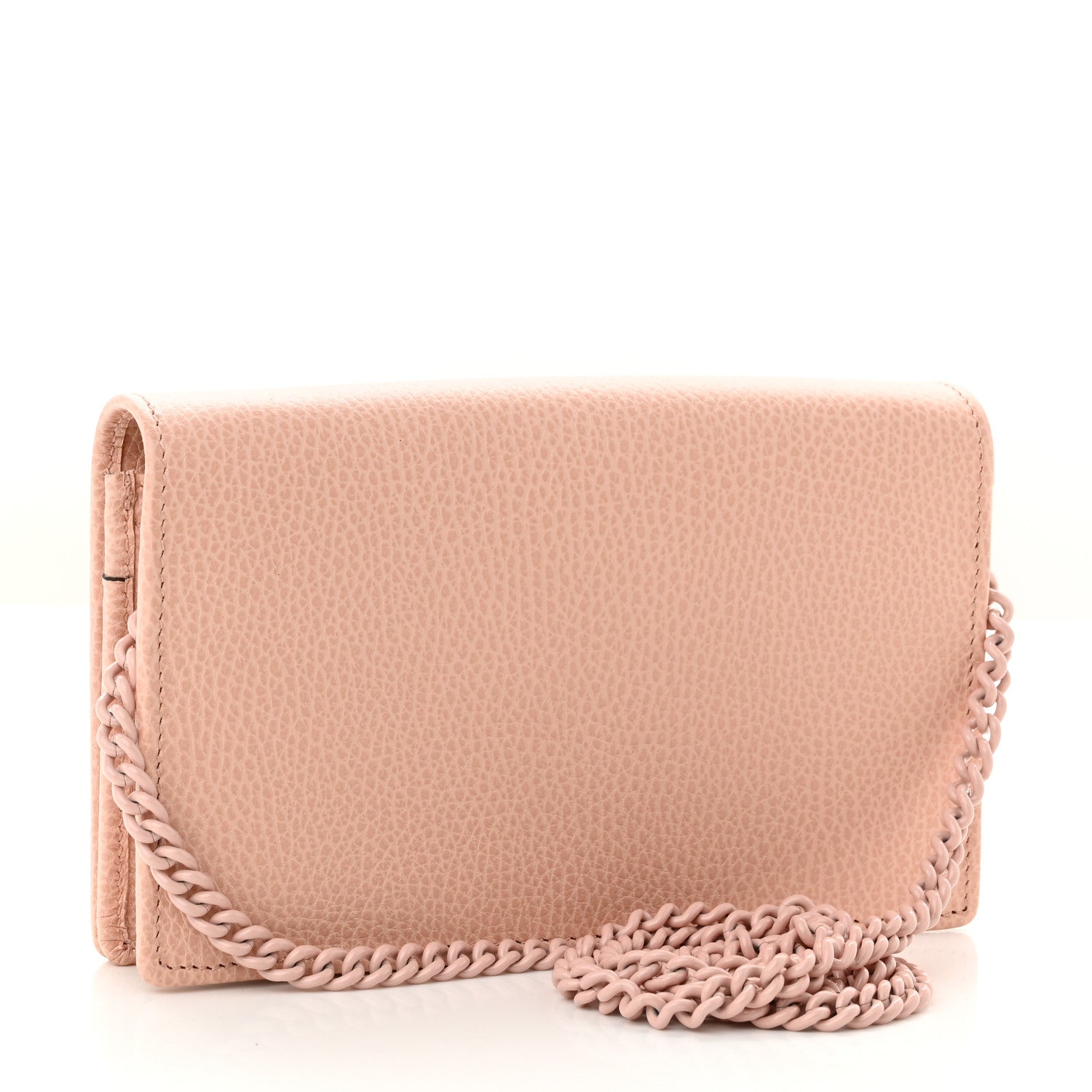 Gucci Dollar Calfskin Enamel Monochrome Mini GG Marmont Chain Wallet Perfect Pink 3 of 11