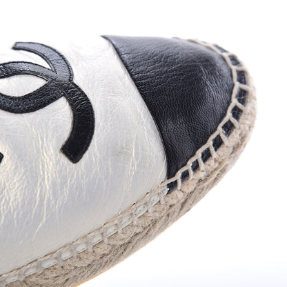 Chanel Iridescent Goatskin CC Espadrille Mules 36 Ivory Black 12 of 13