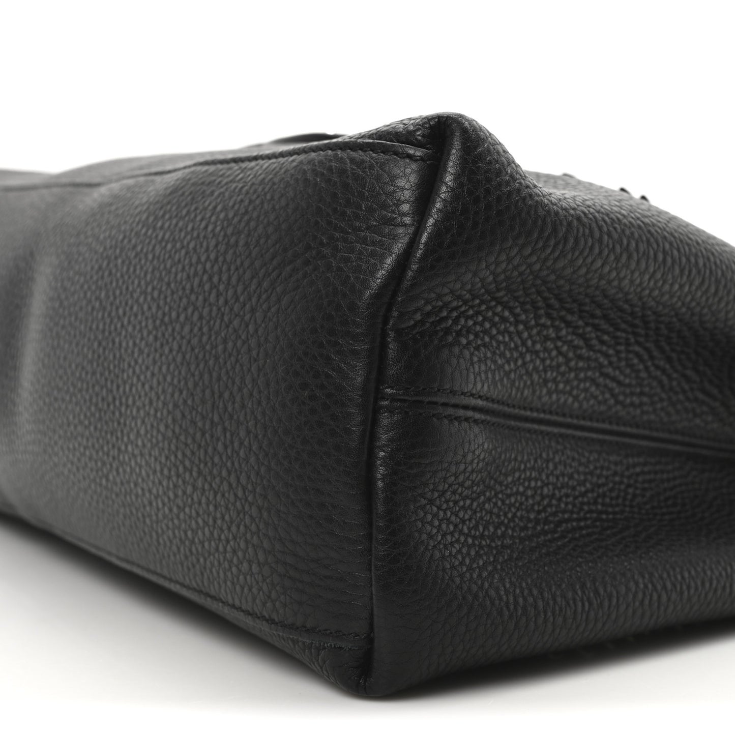 Pebbled Calfskin Studded Medium Soho Chain Shoulder Bag Black