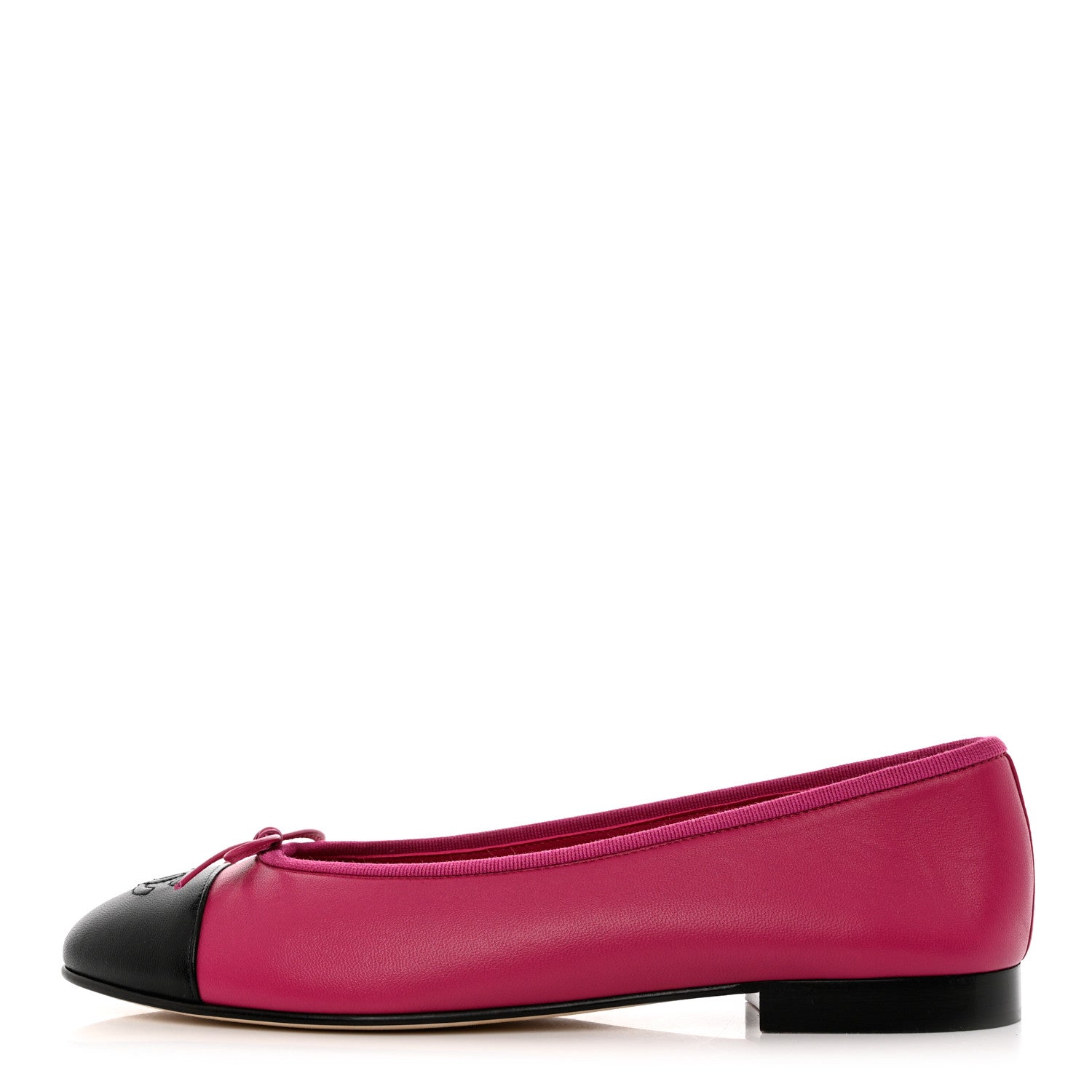 Chanel Goatskin Cap Toe CC Ballerina Flats 40.5 Bright Pink 1 of 9
