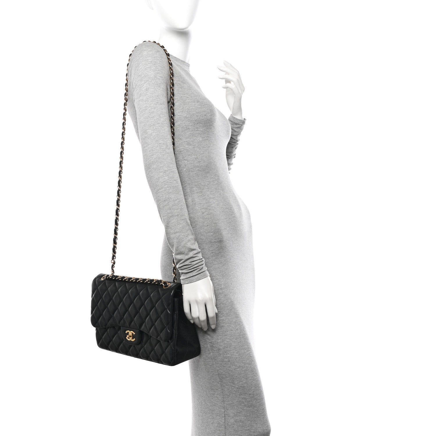 Chanel Lambskin Quilted Jumbo Double Flap Black 2 of 11