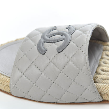 Chanel Lambskin Espadrille Mules 42 Light Grey 9 of 18