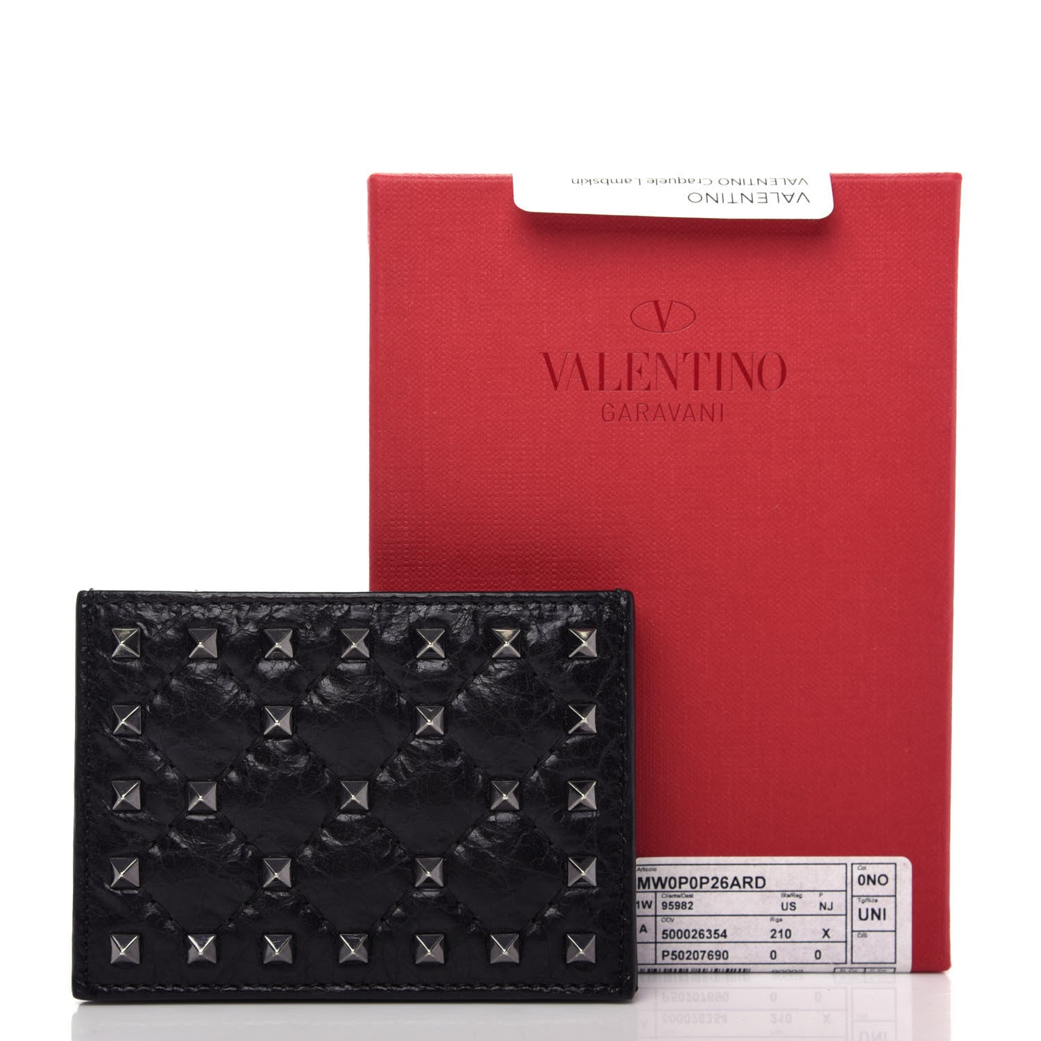 Valentino Garavani Craquele Nappa Rockstud Spike Card Holder Black 7 of 7