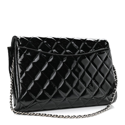 Chanel Patent Quilted Clutch with Chain Flap Black 3 of 11