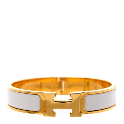 Hermes Enamel Narrow Clic Clac H Bracelet PM White 1 of 4