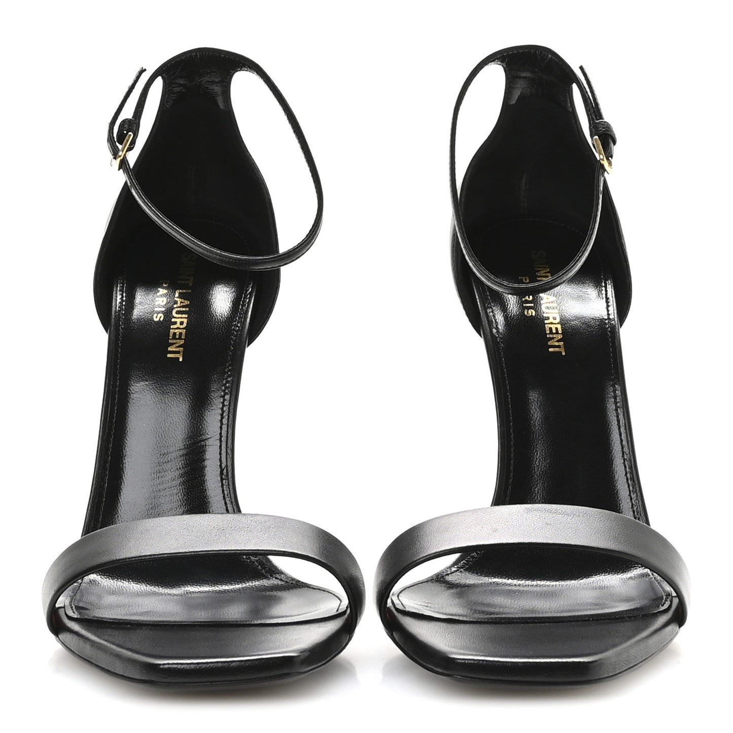 Calfskin Amber 105 Ankle Strap Sandals 40 Black